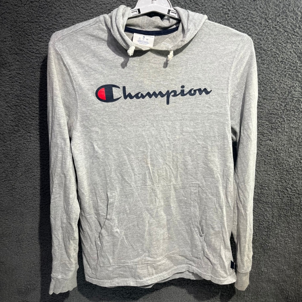 Champion Mens Hoodie Lightweight‎ Pullover Sweatshirt Long Sleeve Gray Medium